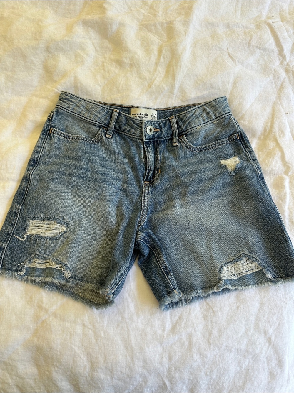 Abercrombie Kids Mid Rise Baggy Distressed Short